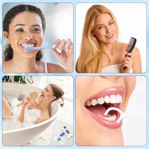 50 Sets Bulk Hygiene Kits for Homeless,Basic Toiletry Kit Homeless Supplies Bulk,Disposable Toothbrushes with Toothpaste and Comb Individually Wrapped,Bath Soap,Shampoo,Body Wash,Floss Pick