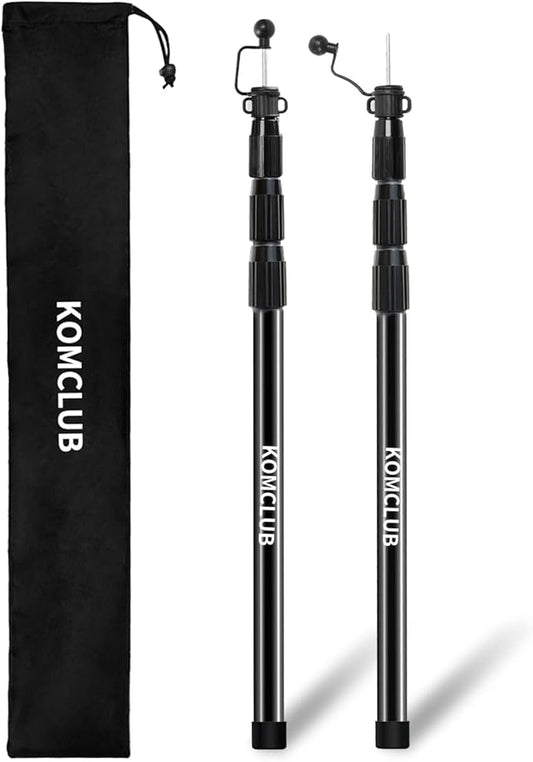 KOMCLUB Telescoping Tarp Poles Adjustable Tent Poles for Tarp Heavy-Duty Design Portable & Lightweight Fiberglass Tent Poles for Shelter Camping Awning 4 Sections Adjustable to 98.51 in(Set of 2)