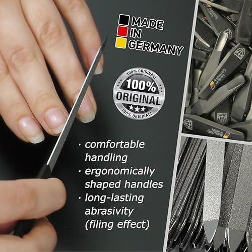 3 Swords Germany - Brand Quality Sapphire Metal Nail File Set (5 pcs.) with 3-Way Nail Buffer (1 pc.), Manicure Pedicure Finger & Toe Nail Care - Made in Solingen Germany (671)