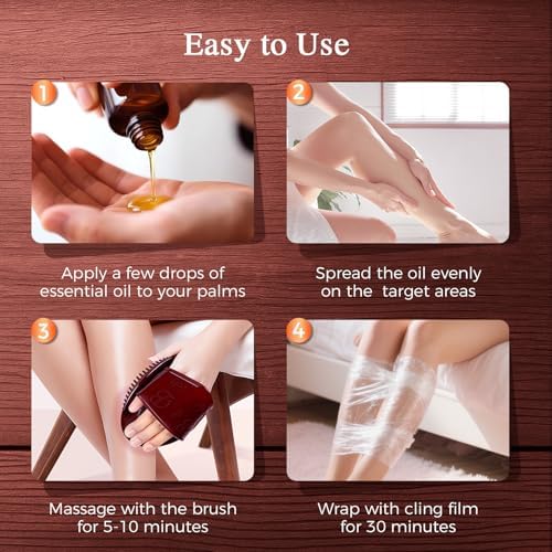 2 PCS Meridian Brush Massage Body Brush, 2025 Upgraded Meridian Massage Brushes with 10 ML Essential Oil, Full Body Relaxation Cellulite Massager Brushes for Belly, Arms, Legs, Back (White)