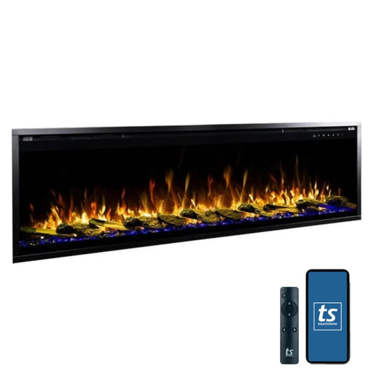 Touchstone Sideline Elite Pro 60" Smart Electric Fireplace- Wall-Mount/Recessed Installation- 6 Realistic Flame Colors- 13-Color Down Lighting- Crackle Sound- 1,500W Heater