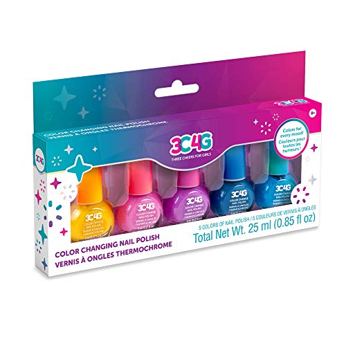 3C4G Color Changing Nail Polish Set for Girls & Teens - 5 Magical, Non-Toxic Colors That Transform, Safe & Fun Nail Polish Kit for Ages 8+ Perfect for Parties, Gifts, & DIY Manicures Make It Real