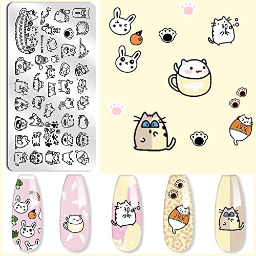 Biutee Nail Stamping Plates set 8 pcs Nail stamping polish gel 10pcs Templates with stamper Nail Art Plates set Valentine Nail Plates animal flower Rose design