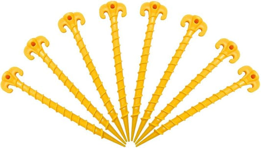 Canopy Stakes Canopy Anchors Beach Tent Stakes Heavy Duty Screw Shape 25 cm 10 inch - 8 Pack Yellow …