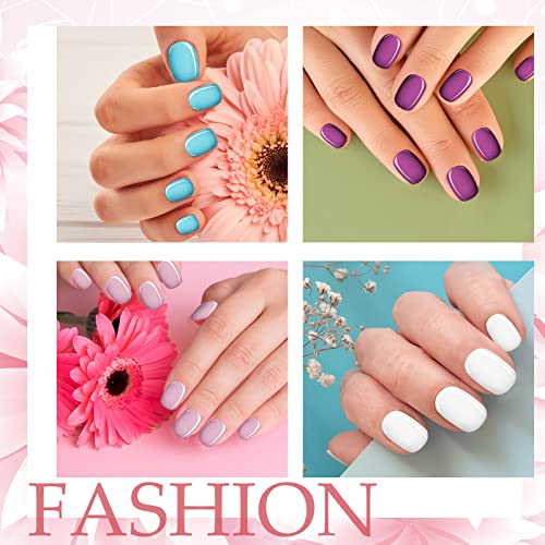 Honoson 720 Pieces Short False Nails Medium Square Artificial Fake Nails Full Cover Fingernails Coffin Press on Nails Glossy False Nails Tips for Women Girls DIY Nail(Elegant Colors)