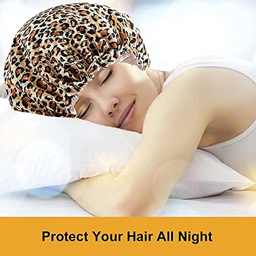 5pcs Satin Silk Hair Bonnet for Sleeping Women, Sleep Bonnets for Women, Silky Double Layer Adjustable Sleep Cap for Curly Hair Braids