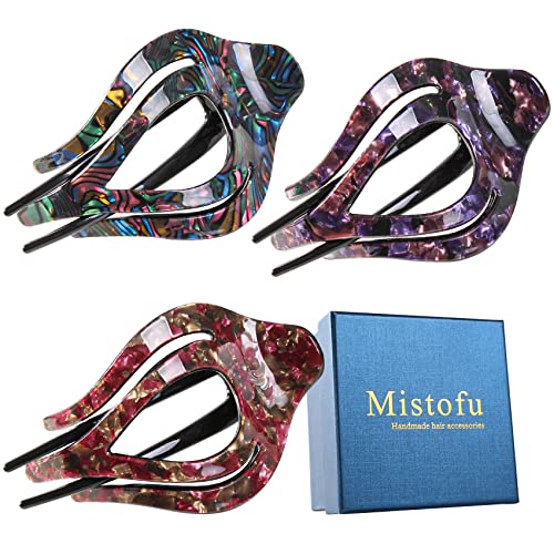 3Pcs French Concord Women's Hair Claw Clips - Curved Strong Hold No Slip Grip Large Clips for Thick or Thin Hair (multicolor A)