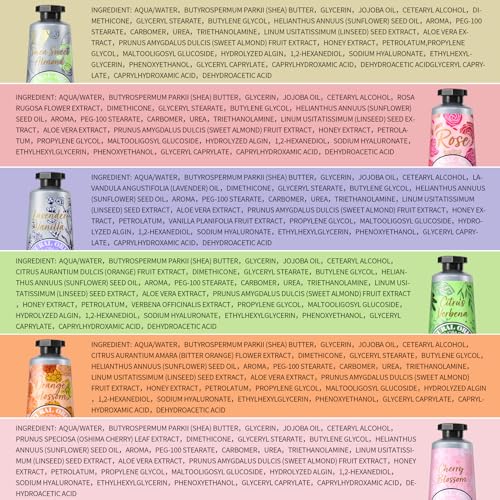 20% Shea Butter Hand Cream Gift Set, Instant Moisturizing Hand Cream for Women Dry Hands with Delicate Tin, Floral-Scented Hand Lotion 6 x 1 OZ