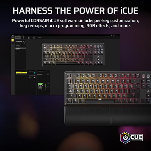 Corsair K70 PRO TKL RGB Tenkeyless Mechanical Wired Gaming Keyboard – Pre-Lubed Hall Effect MGX Hyperdrive Adjustable Switches, Simultaneous SOCD and Rapid Trigger, ABS Double-Shot, QWERTY NA – Black