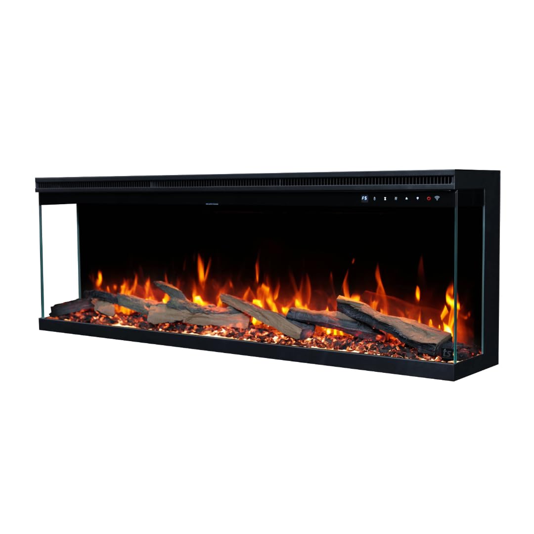 Touchstone Sideline Infinity Pro 3-Sided Smart 50" WiFi-Enabled Electric Fireplace - 80045 - Built-in - 6 Realistic Flame Colors- 13-Color Down Lighting- Crackle Sound- 1,500W Heater