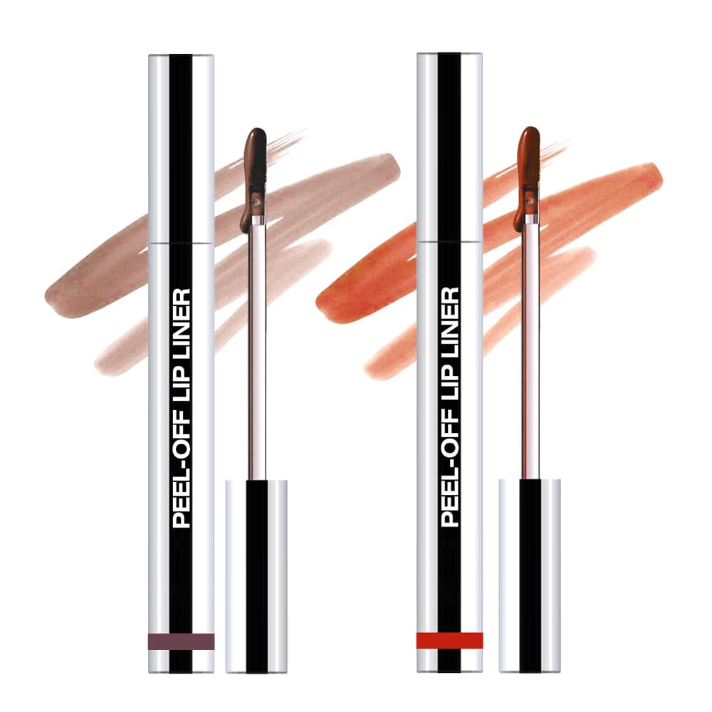 Hxssll 2Pcs Matte Liquid Lip Stain Peel Off Lip Liner Tattoo Set, Waterproof, Smudge-Proof, Peel Off Lip Stain Tattoo, Long-Lasting Non-Stick Cup Lip Gloss for All Skin Types (0.12 fl oz, #05+#07)