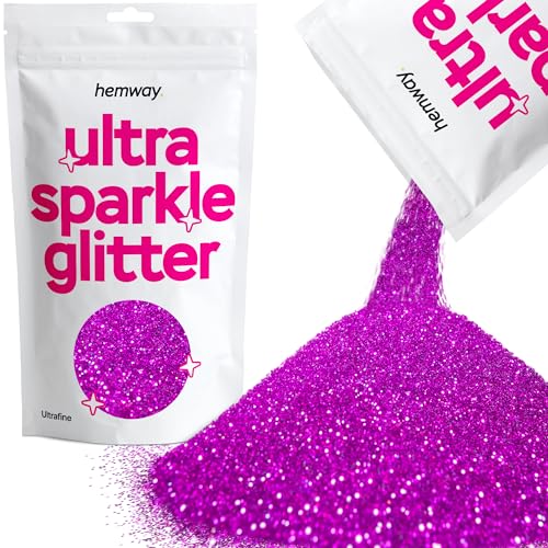 Hemway Premium Ultra Sparkle Glitter Multi-Purpose Metallic Flake for Nail Art, Cosmetic Graded, Makeup, Festival and Hair 100g / 3.5oz - Ultrafine (1/128 0.008 0.2mm) - Fuchsia Pink