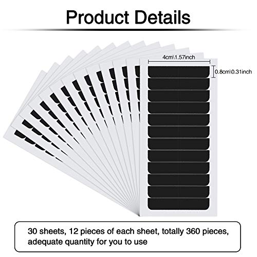 Blulu 360 Pcs Hair Extension Tape Tabs Bulk Double Sided Strong Adhesive Hair Tape in Extension Replacement Wig Strip Waterproof Beauty Tool for Lace Wigs Toupee Hairpiece Supplies(Black)