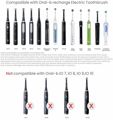 2-in-1 Wall Charger for Oral-B Braun Electric Toothbrush, 3-Port US Plug Charger Base for Oral B Genius Pro Smart Vitality Kids io2 io3 io4 io5 io6 Serie, IPX5, White