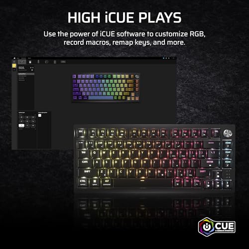 Corsair K65 Plus Wireless 75% RGB Hot-Swappable Mechanical Gaming Keyboard – Pre-Lubricated MLX Fusion Tactile Switches – Dual-Layer Sound Dampening – PBT Keycaps – QWERTY NA – Black