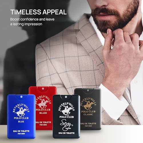 Beverly Hills Polo Club Pocket Size Collection, 4 Piece Cologne Gift Set for Men, Pack of 1,0.68 fluid_ounces