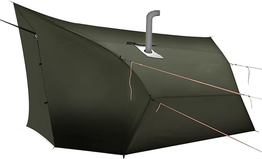 Onewind Penumbra Hot Tent, 14ft Camping Hammock Tarp for 4-Season, Waterpoof and Flame Retardant Hammock Rain Fly with Stove Jack for Winter, Outdoor Camping, OD Green