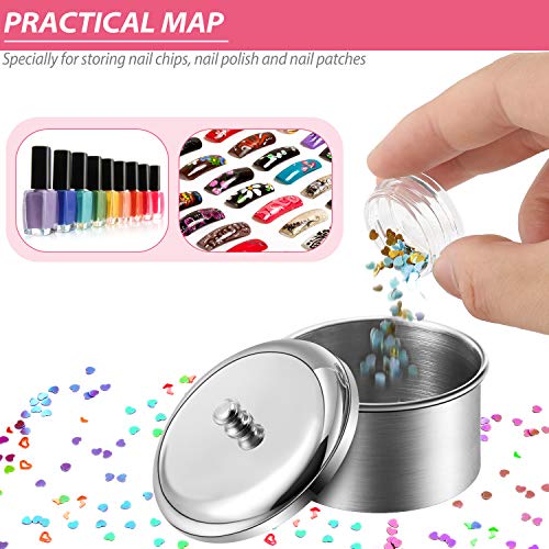3 Pieces Acrylic Liquid Container Stainless Steel Acrylic Liquid Powder Cup Stainless Steel Nail Powder Holder Container with Lids for Nail Design Tools