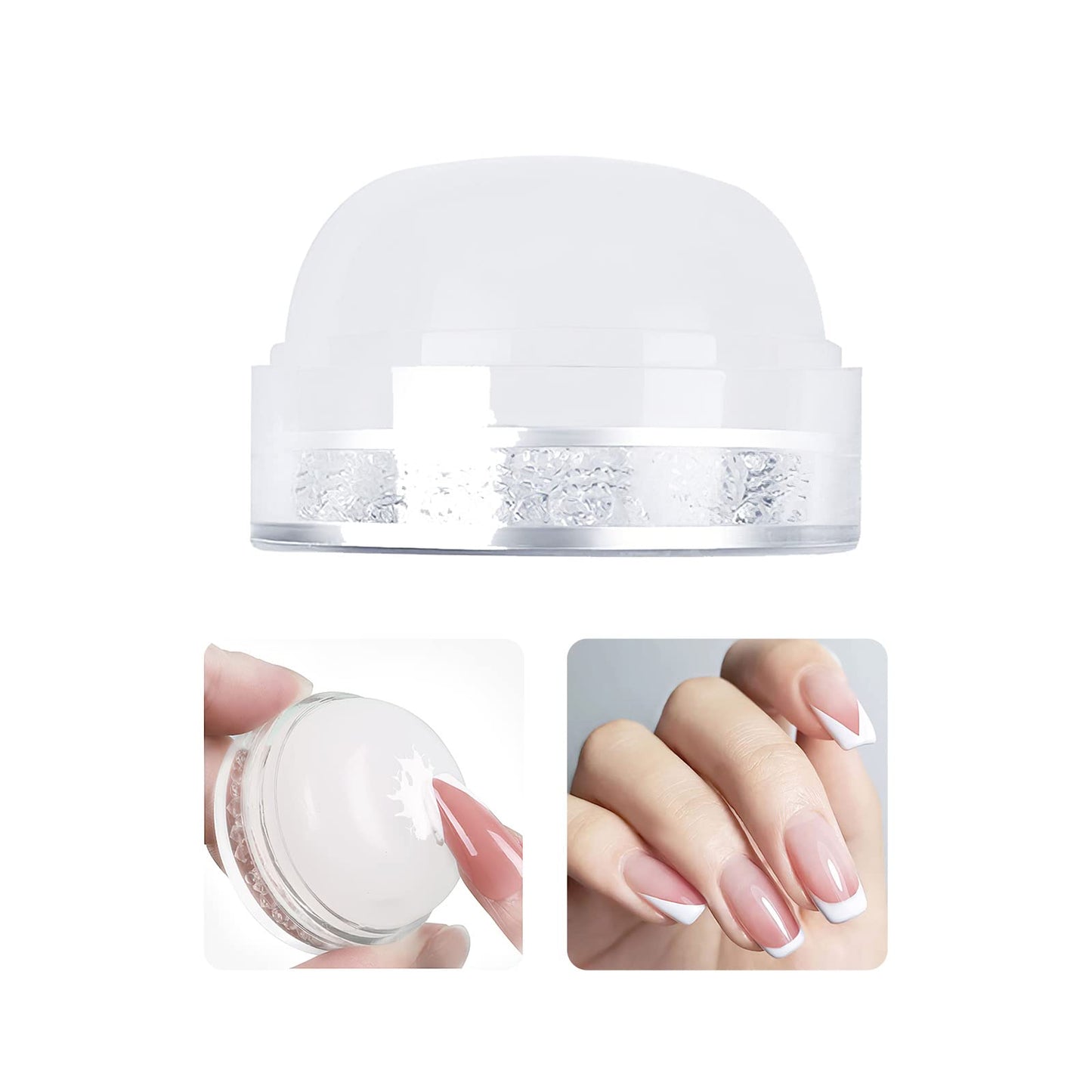 SAGEBIO Nail Art Stamper - Clear Silicone Stamper with Scraper, Transparent Jelly for DIY Manicure & Nail Art