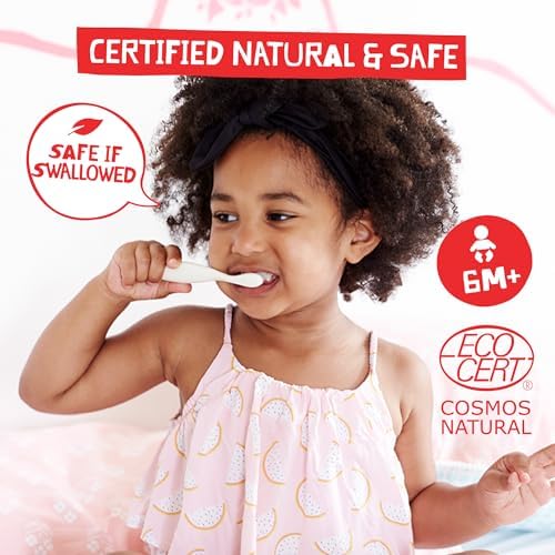 Jack N' Jill Natural Toothpaste for Baby and Infants - Fluoride Free Training Toothpaste, 40% Xylitol, BPA Free - Strawberry, 1.76 oz (Pack of 2)