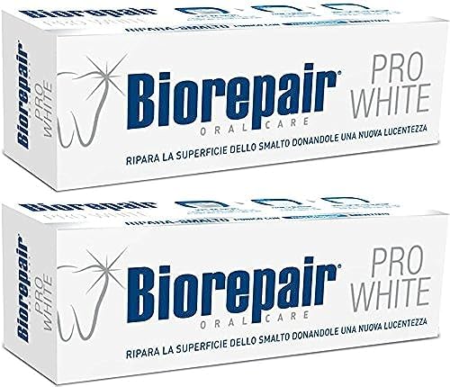 Biorepair: "Pro White" Whitening Toothpaste with microRepair - 2.5 Fluid Ounce (75ml) Tubes (Pack of 2) [ Italian Import ]