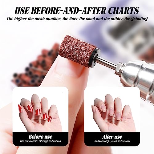 InnoLife - 300pcs Grit 180# Nail File Sanding Bands Replacement for 3/32" Shank Size Nail Drill Bits Fit