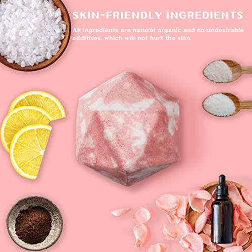 Huge D20 Bath Bombs with Full Surprise Set of Polyhedral Dice Inside, D&D Inspired Dragon Blood Bath Bomb 11oz with Gift Box - Perfect for Dungeon Master, Player and Tabletop RPG Nerd