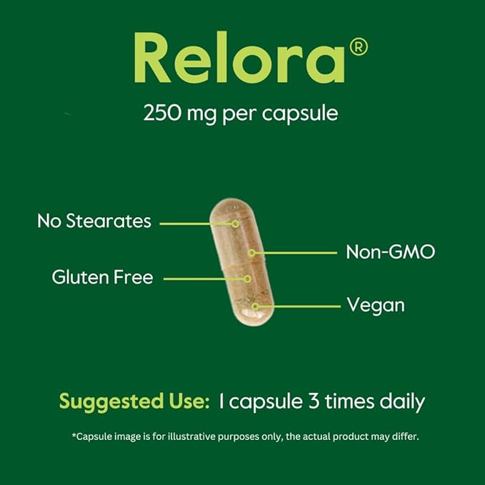 BESTVITE Relora 250mg (120 Vegetarian Capsules) - Clinically Researched -No Fillers - No Stearates - No Flow Agents - Vegan - Non GMO - Gluten Free