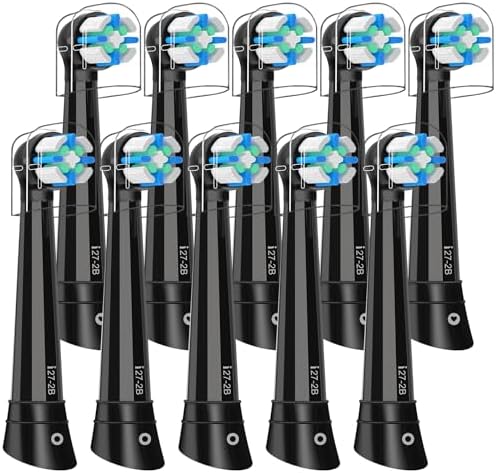 10 Pack IO Replacement Heads Compatible with Oral B iO 2/3/4/5/6/7/8/9/10 Series Electric Toothbrush, Brush Heads Compatible with Oral B iO for Gentle Dental Care (Black)
