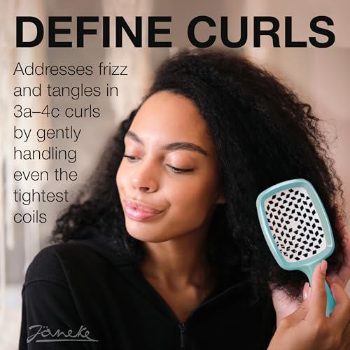 Janeke Original Patented Superbrush Detangler Brush Anti-static Hairbrush Easy For Wet or Dry Use Flexible with Nylon Bristle Great for All Hair Types - Long Thick Curly (Tiffany)