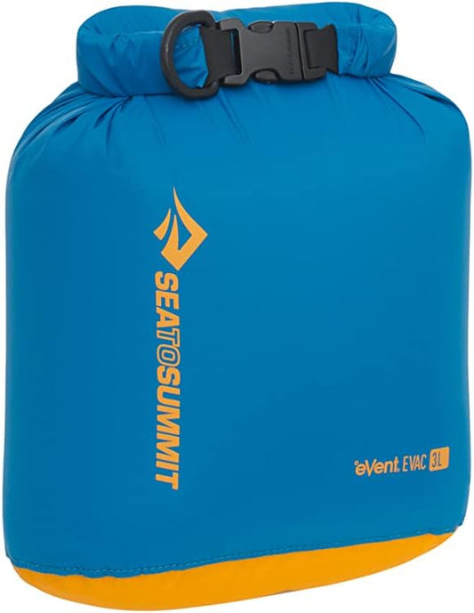 Sea to Summit eVac Dry Bag, Roll-Top Compression Sack, 3 Liter, Turkish Tile Blue