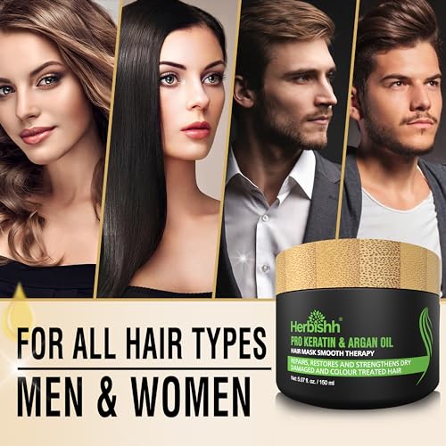 Herbishh After Color Shampoo Combo Contains Hair Color Shampoo Hair Dye 500ml Argan Oil 30ml Pro Keratin And Argan Hair Mask 100gm For Hair Shine And Protection For Men And Women (Dark Brown)