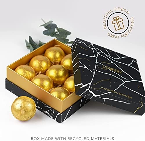 Birthday Gifts, 24K Gold Bath Bombs Set, Deluxe Marble Bath Bomb Gift Set, 9 Bath Bombs for Women & Men, Perfect for Bubble & Spa Bath, Natural Scents, Vanilla Coconut, Lavender, Jasmine & More