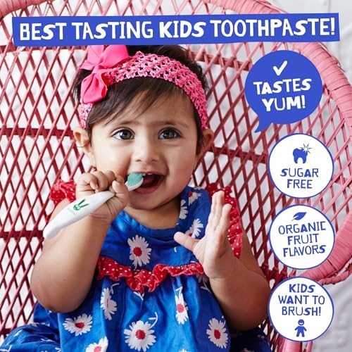 Jack N' Jill Natural Toddler Toothpaste - Fluoride Free Training Toothpaste for Toddlers 1-3, 40% Xylitol, BPA Free - Strawberry & Blueberry, 1.76 oz (Pack of 2)