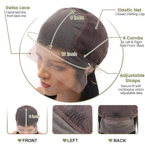 30 Inch 13x6 Lace Front Wigs Human Hair 180 Density Straight Human Hair Wigs Pre Plucked 13x6 HD Frontal Lace Straight Glueless Wigs Human Hair For Women