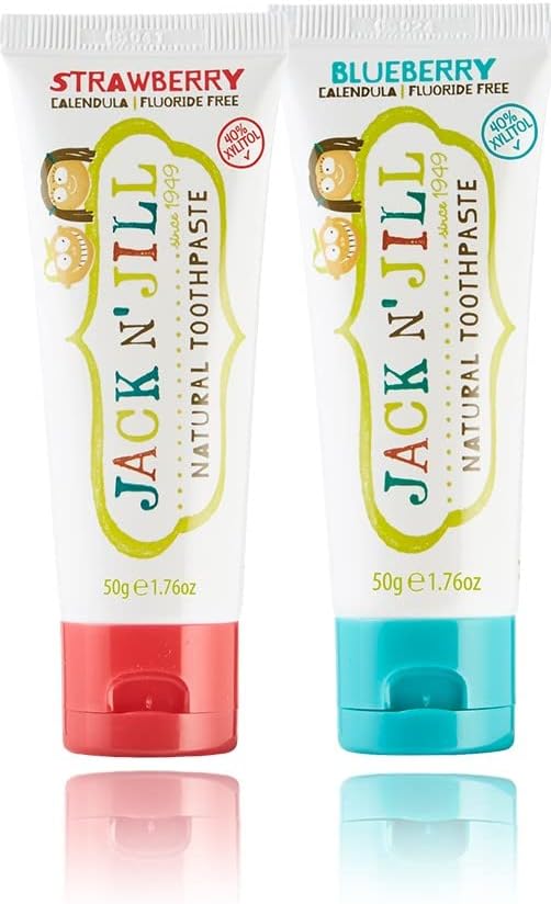 Jack N' Jill Tickle Tooth Toddler Toothbrush & Toothpaste Set - Baby Electric Toothbrush, Natural Toothpaste for Kids, Made for Tiny Teeth, Organic Fruit Flavor (Strawberry & Blueberry)