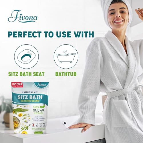Hemorrhoid Treatment 40oz, Fivona Sitz Bath Salts, Postpartum Soaking Blend Epsom Salt with All Natural Oils for Self Care, Bartholin Cyst Treatment, Large Value Pack