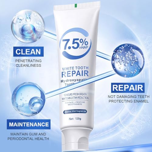 3 PCS Hydroxyapatite Toothpastes for Enamel Protection and Tooth Strengthening, Fluoride-Free with Gentle Mint, Fresh Breath, Reduce Tooth Sensitivity,Daily Use for Oral Care