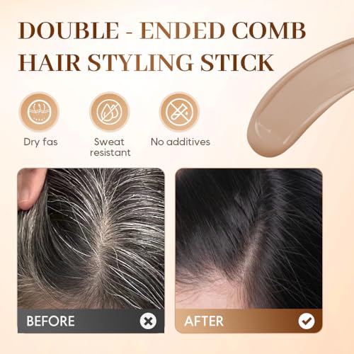 2-in-1 Hair Color Stick & Comb - Waterproof, Sweat-Proof Instant Root Touch Up for Gray Hair - Safe for Women & Men (black)