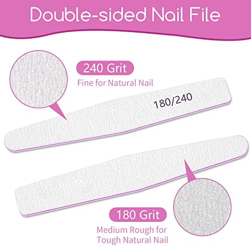 50 Pcs Nail File Set, Emery Board Nail Files for Natural Nails 180/240 Grit Nail File for Natural Nail Shaping Nail Filers Manicure Tools
