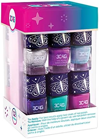 3C4G Celestial 12-Pack Nail Polish Tower for Girls & Teens - 12 Vibrant, Non-Toxic Colors - Safe & Fun Nail Polish Set for Kids Ages 8+ Perfect for Birthdays, Parties, & DIY Manicures Make It Real