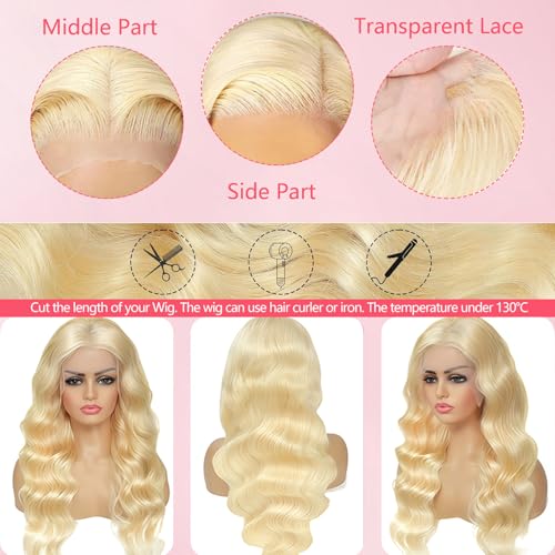 30 Inch 613 13x6 Lace Front Wig Human Hair 200 Density Blonde Body Wave Lace Front Wigs Human Hair Pre Plucked 613 HD Lace Frontal Wig 13x6 Blonde Wig Human Hair 613 Human Hair Wig for Women