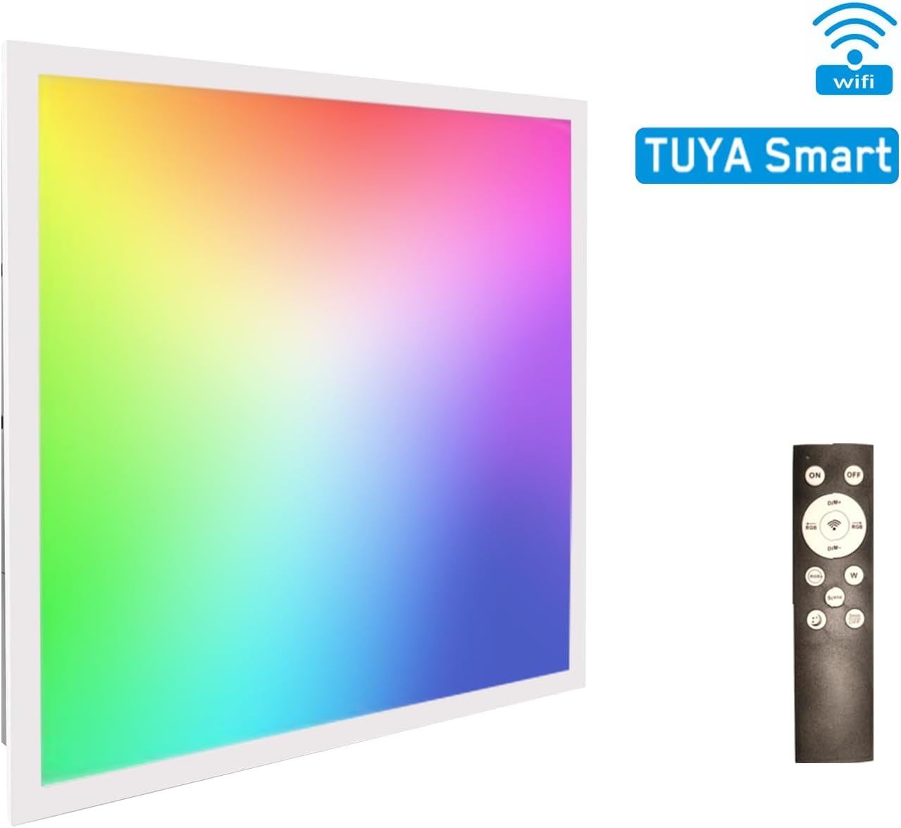 2x2 FT LED RGBW 5000K Multicolor Flat Panel Light Remote & App Controlled 40W 4400lm Color Changing LED Panel Light Smart Wi-Fi Drop Ceiling Light with Alexa/Google Assistant (4 Pack)