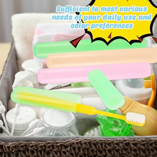 49 Pieces Travel Toothbrush Holder Portable Toothbrush Case Cover Protector Plastic Dust-proof Toothbrush Cases for Travel Bathroom Indoor Outdoor Travel Trip Camping School