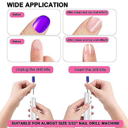 25Pcs Nail Drill Bits Set with Storage Box, 3/32 Inch Tungsten Ceramic Diamond Carbide Nail Drill Bits for Acrylic Gel Polish, Cuticle Efile Remover for Manicure Pedicure