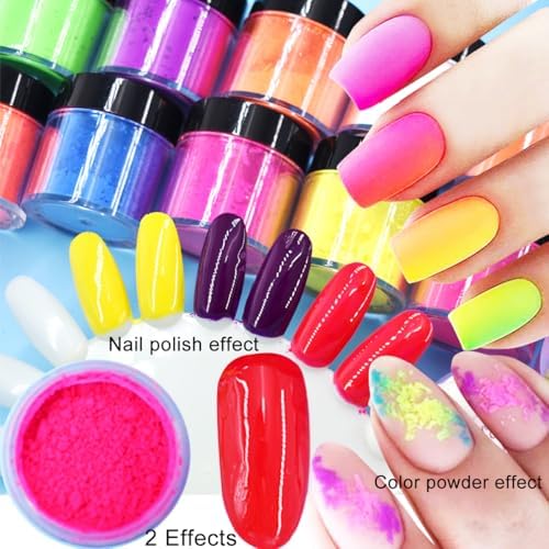 12 Boxes 240G Big Capacity Nail Pigment Powder Neon Phosphor Pigment Powder Set Fluorescent Nail Glitter Gel Polish 12 Colors Super Bright Neon for Nails Pigments Dust Ultrafine