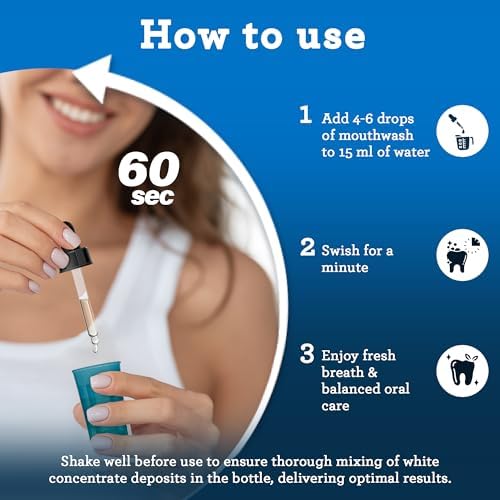 GuruNanda Concentrated Mouthwash (3x2 fl oz), Supports 300 Rinses, Aids in Fresh Breath, Fluoride-Free, Mint Mouthwash with Natural Essential Oils