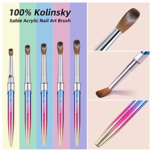 100% Kolinsky Acrylic Nail Brush,3D Pure Handmade Round Shape Size 12 Nail Brushes for Acrylic Application, Professional Nail Art Brush Manicure for Professional Manicure DIY Home Salon(#12)