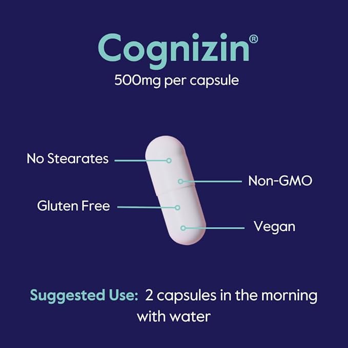 BESTVITE Cognizin 500mg (180 Vegetarian Capsules) (60x3) - Clinically Studied Premium Choline Nootropic - No Stearates - Vegan - Non GMO - Gluten Free - Brain Supplements for Memory and Focus