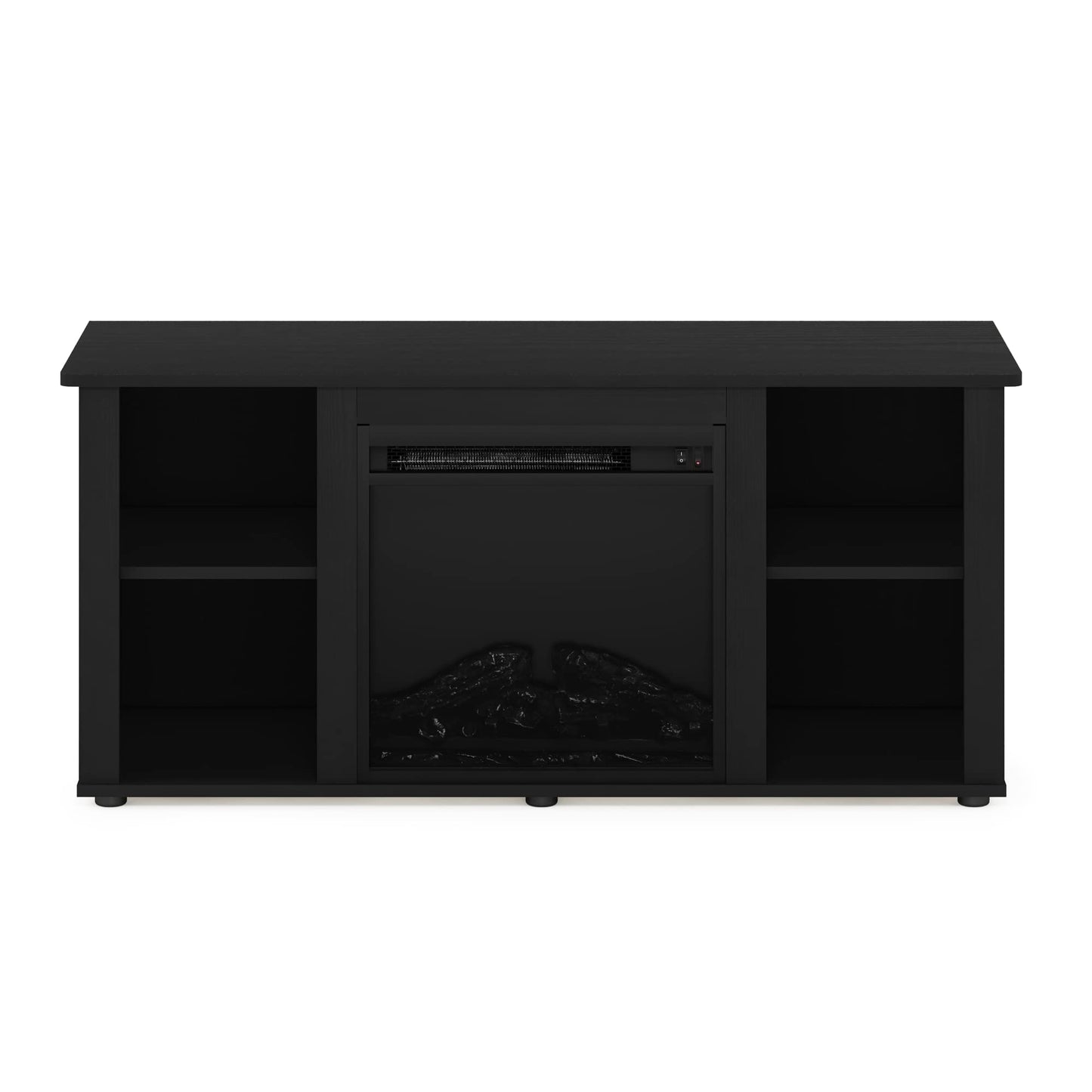 Furinno Jensen Entertainment Center Stand with Fireplace for TV up to 55 Inch, Americano, Corded Electric, Adjustable